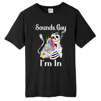 Sounds Gay Im In Funny Lgbt Pride Ally Gothic Rainbow Cat Meaningful Gift Tall Fusion ChromaSoft Performance T-Shirt