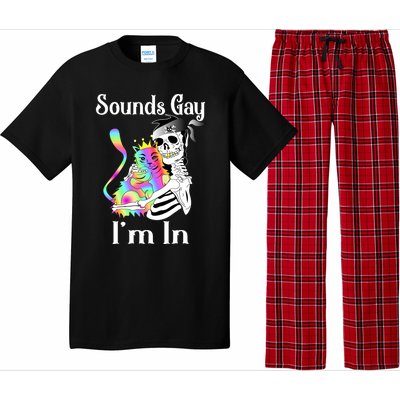 Sounds Gay Im In Funny Lgbt Pride Ally Gothic Rainbow Cat Meaningful Gift Pajama Set