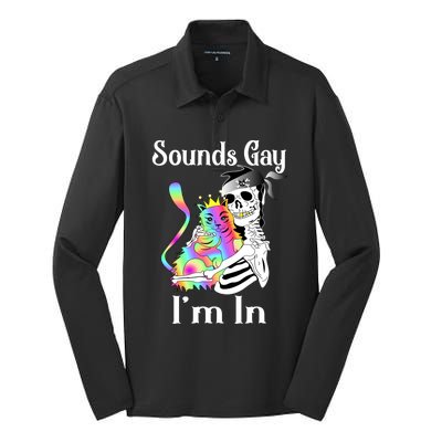 Sounds Gay Im In Funny Lgbt Pride Ally Gothic Rainbow Cat Meaningful Gift Silk Touch Performance Long Sleeve Polo