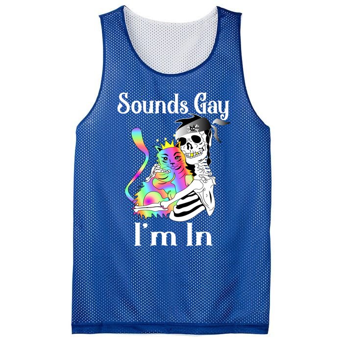 Sounds Gay Im In Funny Lgbt Pride Ally Gothic Rainbow Cat Meaningful Gift Mesh Reversible Basketball Jersey Tank