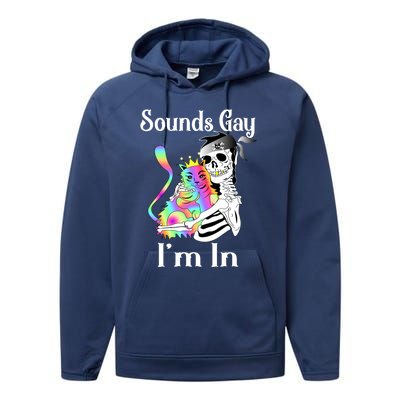 Sounds Gay Im In Funny Lgbt Pride Ally Gothic Rainbow Cat Meaningful Gift Performance Fleece Hoodie