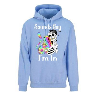 Sounds Gay Im In Funny Lgbt Pride Ally Gothic Rainbow Cat Meaningful Gift Unisex Surf Hoodie