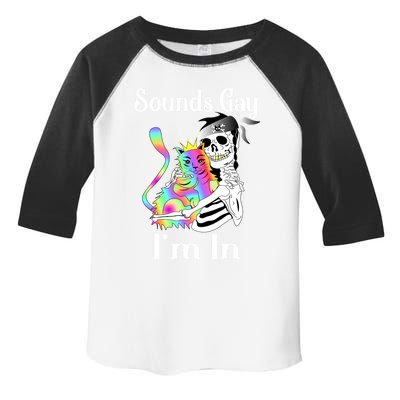 Sounds Gay Im In Funny Lgbt Pride Ally Gothic Rainbow Cat Meaningful Gift Toddler Fine Jersey T-Shirt