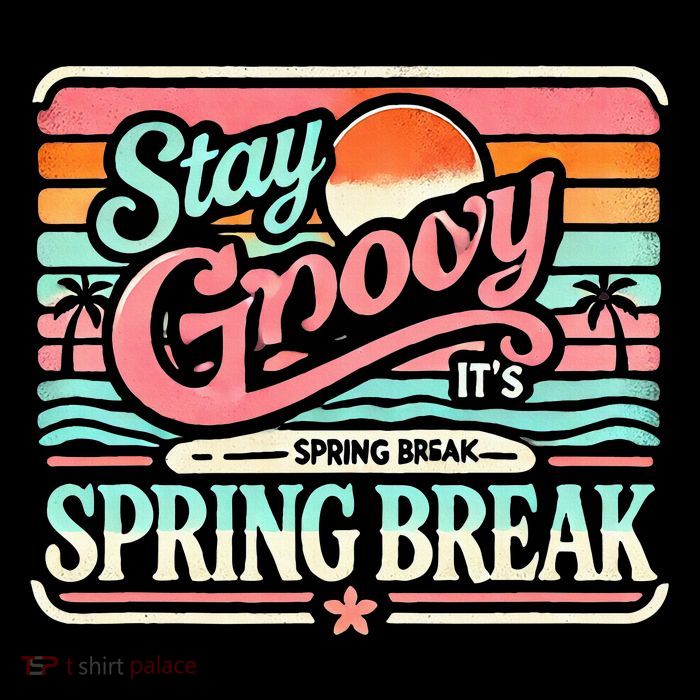 Stay Groovy It's Spring Break Drawstring Bag