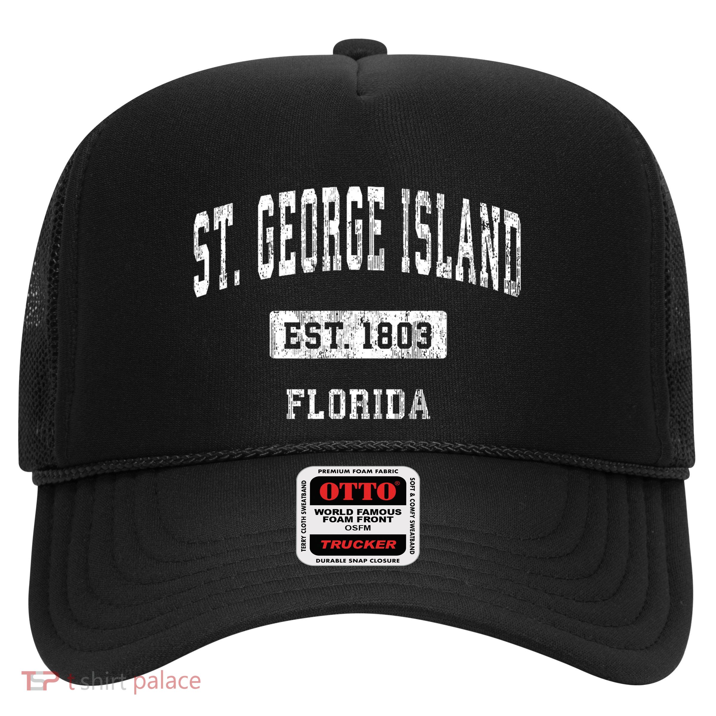 St. George Island Florida Fl Vintage Sports Established Trucker Hat