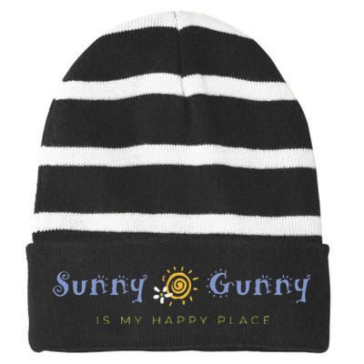 Sunny Gunny Is My Happy Place Colorado Gifts Striped Beanie with Solid Band