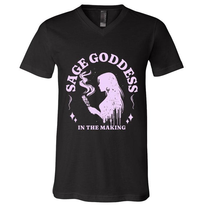 Sage Goddess In The Making Spiritual Energy Holistic Vibes V-Neck T-Shirt