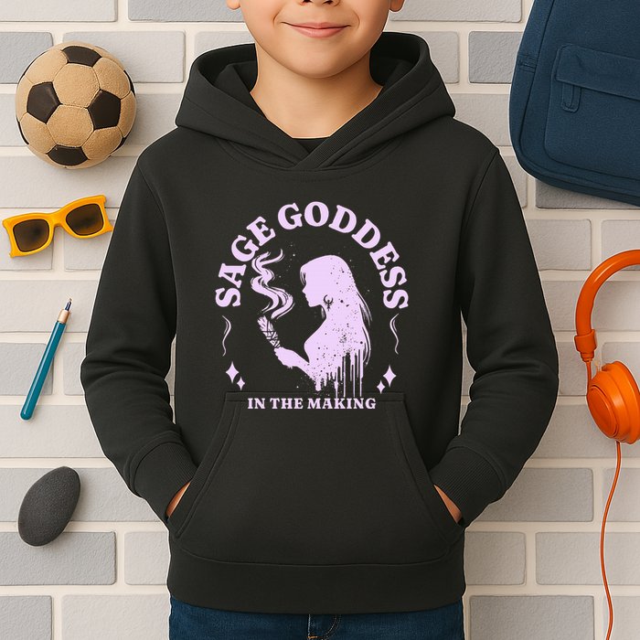 Sage Goddess In The Making Spiritual Energy Holistic Vibes Kids Hoodie