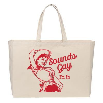 Sounds Gay IM In Retro Lgbt 80s Pride Cotton Canvas Jumbo Tote