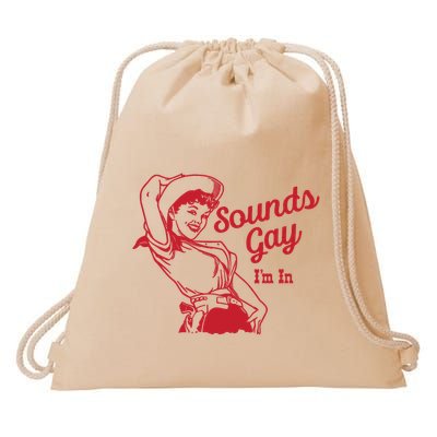 Sounds Gay IM In Retro Lgbt 80s Pride Drawstring Bag