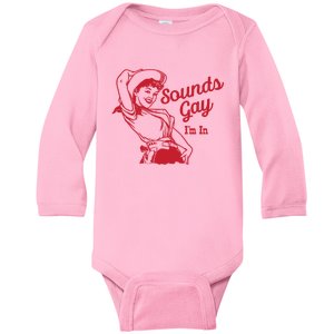 Sounds Gay IM In Retro Lgbt 80s Pride Baby Long Sleeve Bodysuit