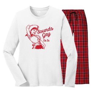 Sounds Gay IM In Retro Lgbt 80s Pride Women's Long Sleeve Flannel Pajama Set 