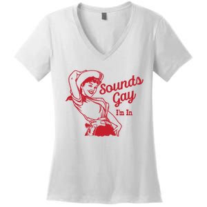 Sounds Gay IM In Retro Lgbt 80s Pride Women's V-Neck T-Shirt