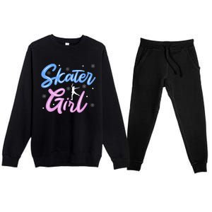 Skater Girl Ice Skating Premium Crewneck Sweatsuit Set