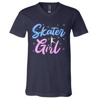 Skater Girl Ice Skating V-Neck T-Shirt