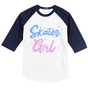 Skater Girl Ice Skating Baseball Sleeve Shirt