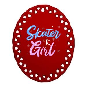 Skater Girl Ice Skating Ceramic Oval Ornament