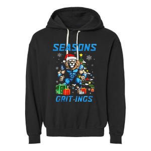 Seasons Grit Ings Lions Christmas Funny Christmas 2024 Garment-Dyed Fleece Hoodie