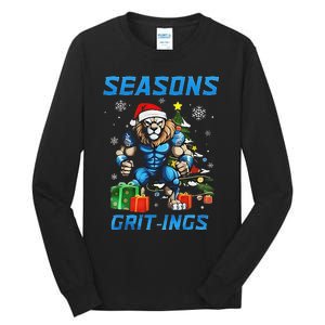 Seasons Grit Ings Lions Christmas Funny Christmas 2024 Tall Long Sleeve T-Shirt