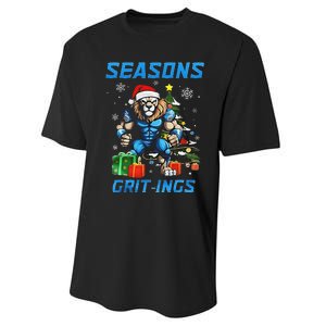 Seasons Grit Ings Lions Christmas Funny Christmas 2024 Performance Sprint T-Shirt