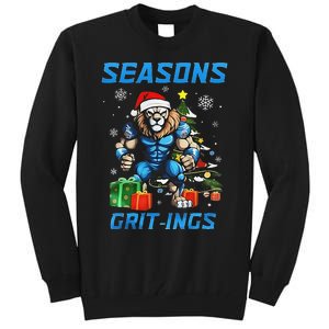 Seasons Grit Ings Lions Christmas Funny Christmas 2024 Tall Sweatshirt