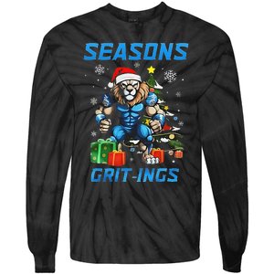 Seasons Grit Ings Lions Christmas Funny Christmas 2024 Tie-Dye Long Sleeve Shirt