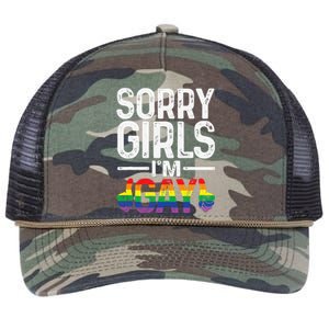 Sorry Girl Im Gay Rainbow Flag Funny Lgbt Pride Gift Retro Rope Trucker Hat Cap