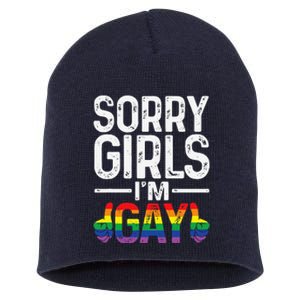 Sorry Girl Im Gay Rainbow Flag Funny Lgbt Pride Gift Short Acrylic Beanie