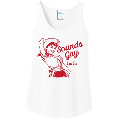 Sounds Gay IM In – Vintage Lesbian Cowgirl Howdy Lesbians Ladies Essential Tank