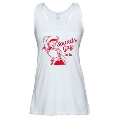 Sounds Gay IM In – Vintage Lesbian Cowgirl Howdy Lesbians Ladies Essential Flowy Tank