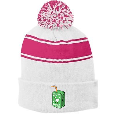 Silly Goose Juice Funny Goose Meme Bird Lover Stripe Pom Pom Beanie