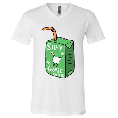 Silly Goose Juice Funny Goose Meme Bird Lover V-Neck T-Shirt
