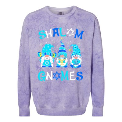 Shalom Gnome Jewish Hanukkah Chanukkah Gnomes Family Colorblast Crewneck Sweatshirt