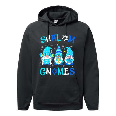 Shalom Gnome Jewish Hanukkah Chanukkah Gnomes Family Performance Fleece Hoodie