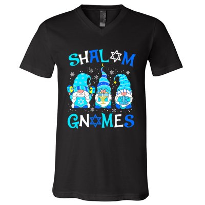 Shalom Gnome Jewish Hanukkah Chanukkah Gnomes Family V-Neck T-Shirt