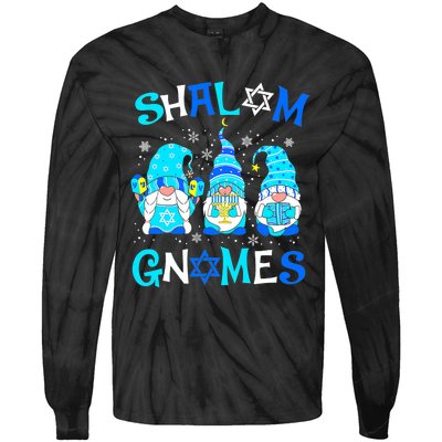 Shalom Gnome Jewish Hanukkah Chanukkah Gnomes Family Tie-Dye Long Sleeve Shirt