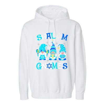 Shalom Gnome Jewish Hanukkah Chanukkah Gnomes Family Garment-Dyed Fleece Hoodie