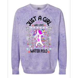 Sports Gift Just A Who Loves Water Polo Gift Colorblast Crewneck Sweatshirt