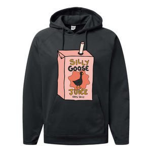 Silly Goose Juice Funny Goose Meme Bird Lover Sarcastic Performance Fleece Hoodie