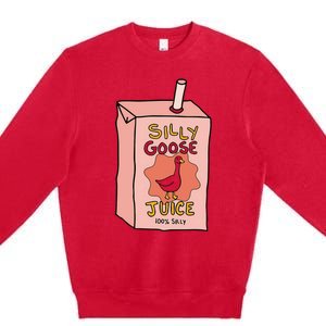 Silly Goose Juice Funny Goose Meme Bird Lover Sarcastic Premium Crewneck Sweatshirt