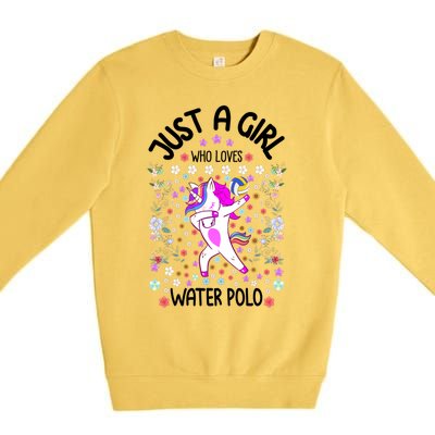 Sports Gift Just A Who Loves Water Polo Gift Premium Crewneck Sweatshirt