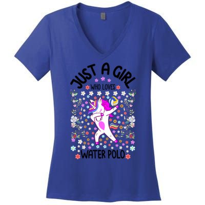 Sports Gift Just A Who Loves Water Polo Gift Women's V-Neck T-Shirt