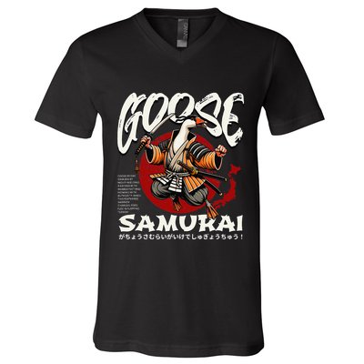 Samurai Goose Japan Bushido Oni Ronin Warrior V-Neck T-Shirt