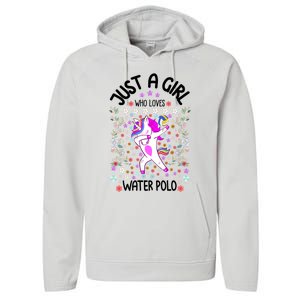 Sports Gift Just A Who Loves Water Polo Gift Performance Fleece Hoodie