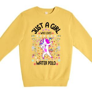 Sports Gift Just A Who Loves Water Polo Gift Premium Crewneck Sweatshirt