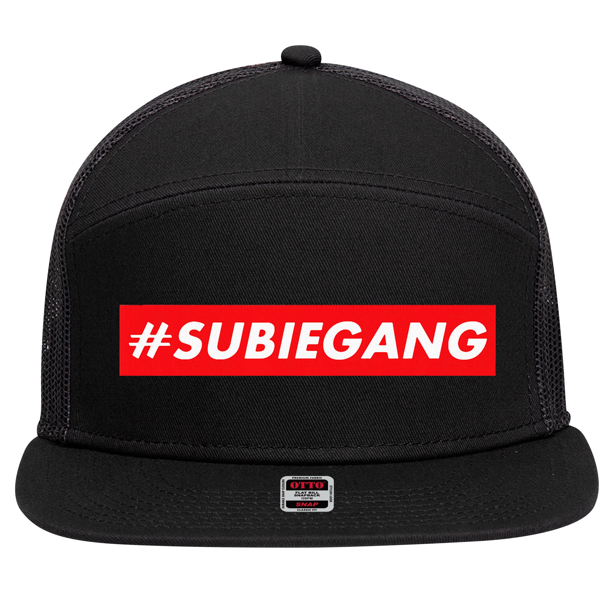 Subie Gang Jdm Japanese Car Lovers Tuner Cars And Drifters 7 Panel Mesh Trucker Snapback Hat