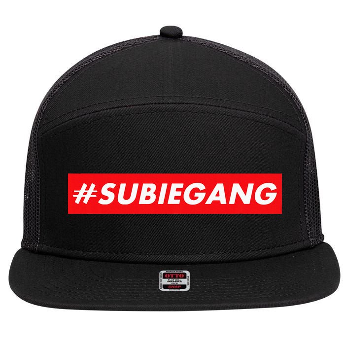 Subie Gang Jdm Japanese Car Lovers Tuner Cars And Drifters 7 Panel Mesh Trucker Snapback Hat