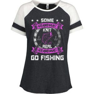 Some Grandmas Knit Real Grandmas Go Fishing Grandma Enza Ladies Jersey Colorblock Tee