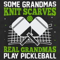 Some Grandmas Knit Scarves Real Grandmas Play Pickleball 7 Panel Mesh Trucker Snapback Hat