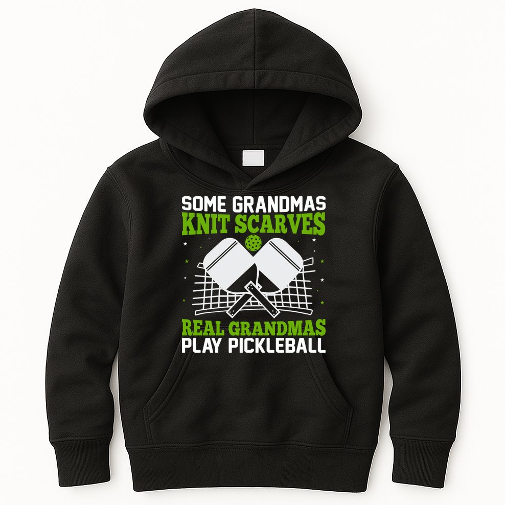 Some Grandmas Knit Scarves Real Grandmas Play Pickleball Kids Hoodie